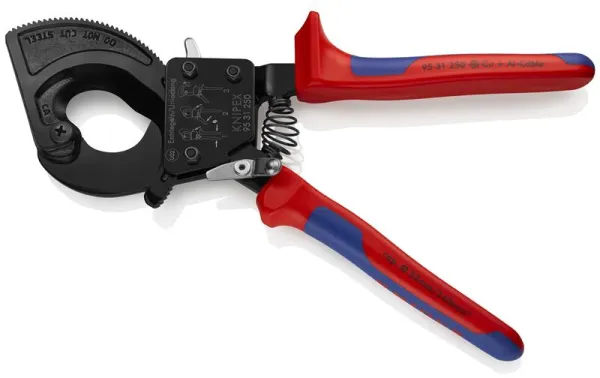 Knipex Kaapelileikkuri (räikkäperiaate) musta lakattu, monikomponenttikahvalla 250 mm