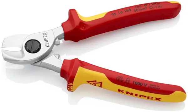 Knipex Kaapelileikkuri kromattu, VDE-hyväksytty 165 mm