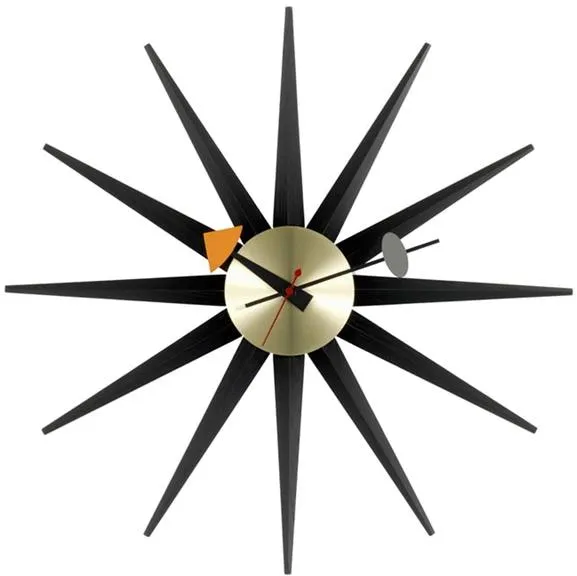 Vitra Sunburst Clock Kello Musta/Messinki
