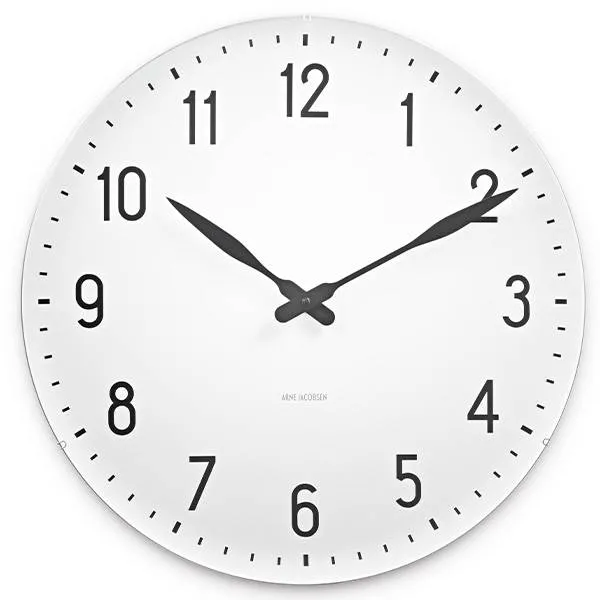 Arne Jacobsen Station Seinäkello - Ø:48 cm - Valkoinen/musta