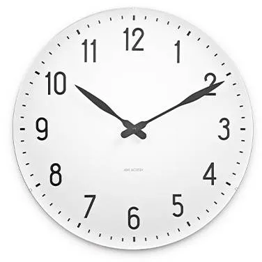 Arne Jacobsen Station Seinäkello - Ø:16 cm - Valkoinen/musta