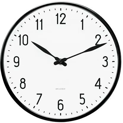 Arne Jacobsen Station Seinäkello - Ø:21 cm - Valkoinen/musta